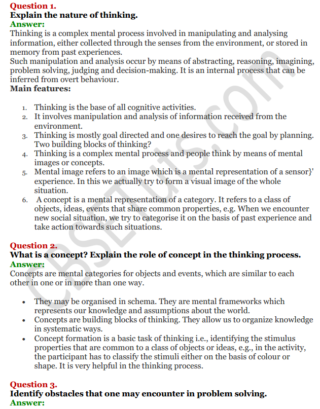 class 11 psychology assignment